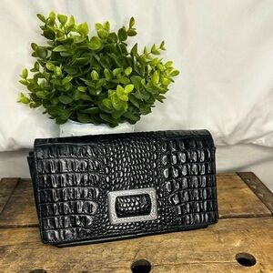 Vintage Brighton Purse Crossbody Clutch Bag Black Leather Like New Condition